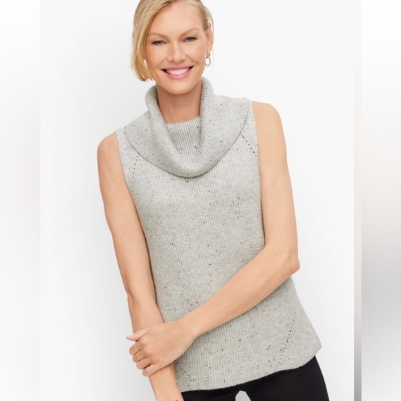 EUC Talbots Tweed Cowl Neck Sweater Vest in Gray size Large - Picture 1 of 12